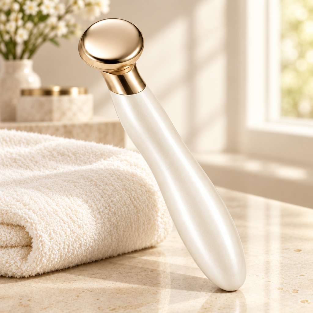 Beauty wand on a morning vanity